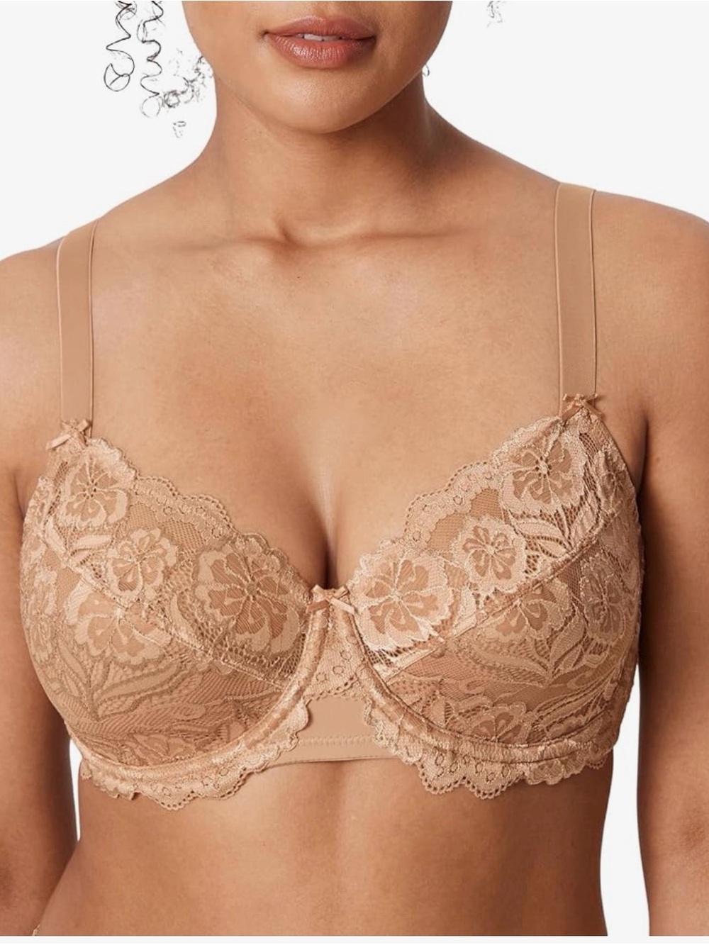 Lace Underwire Balconette Bra - Nude
